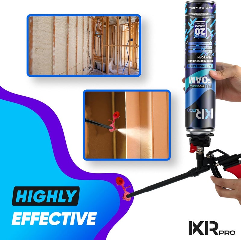 ixirpro Spray Foam Insulation Can (26.46 oz. / 750 g) Expanding Sealant, Closed Cell Spray Foam Heat Acoustic Insulation, High Density, Walls Ceiling Windows Doors - Image 4